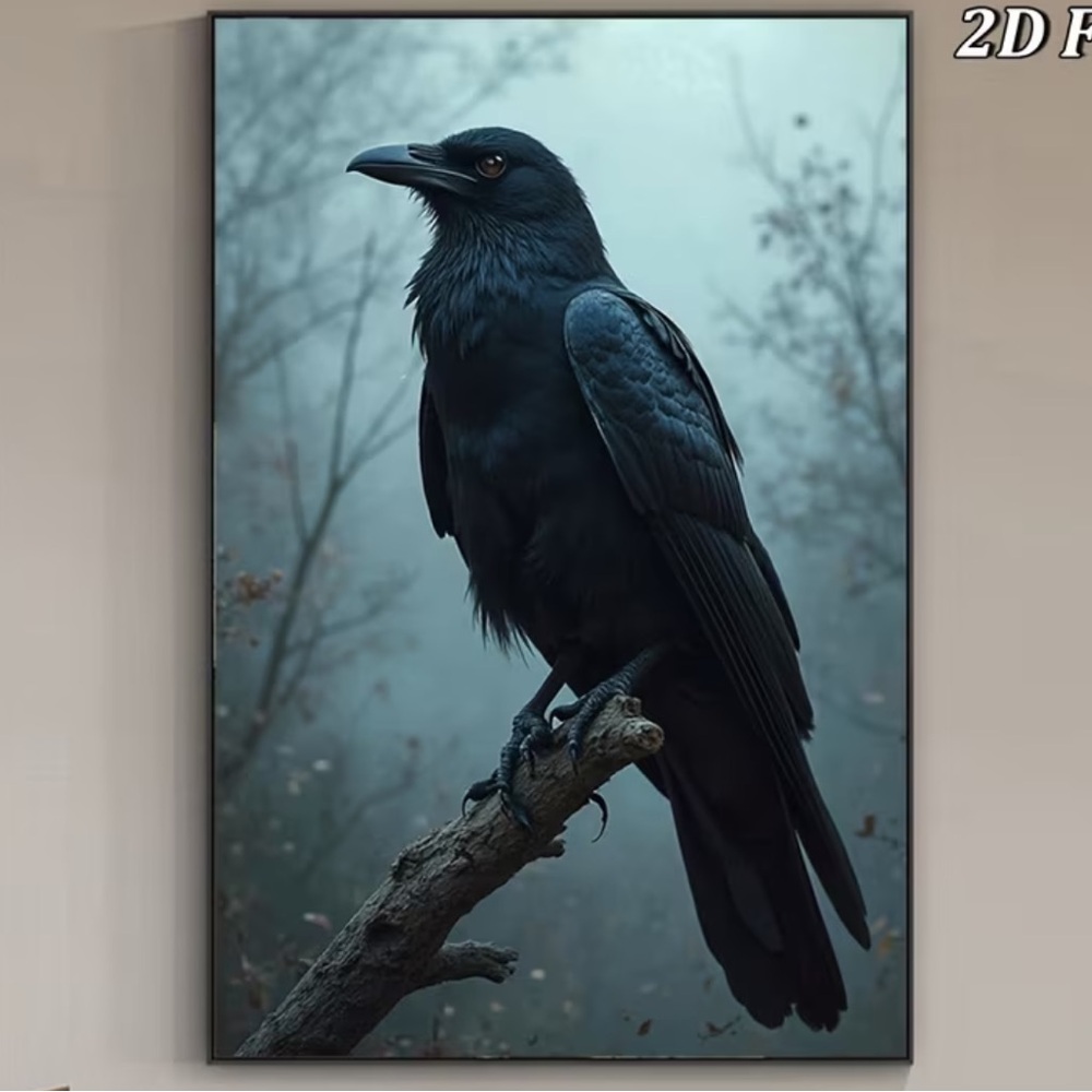 Elegant Black Bird Wall Art Raven - Picture 4 of 5